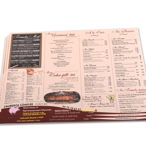 imprimeur sets table et menus restaurant aubenas